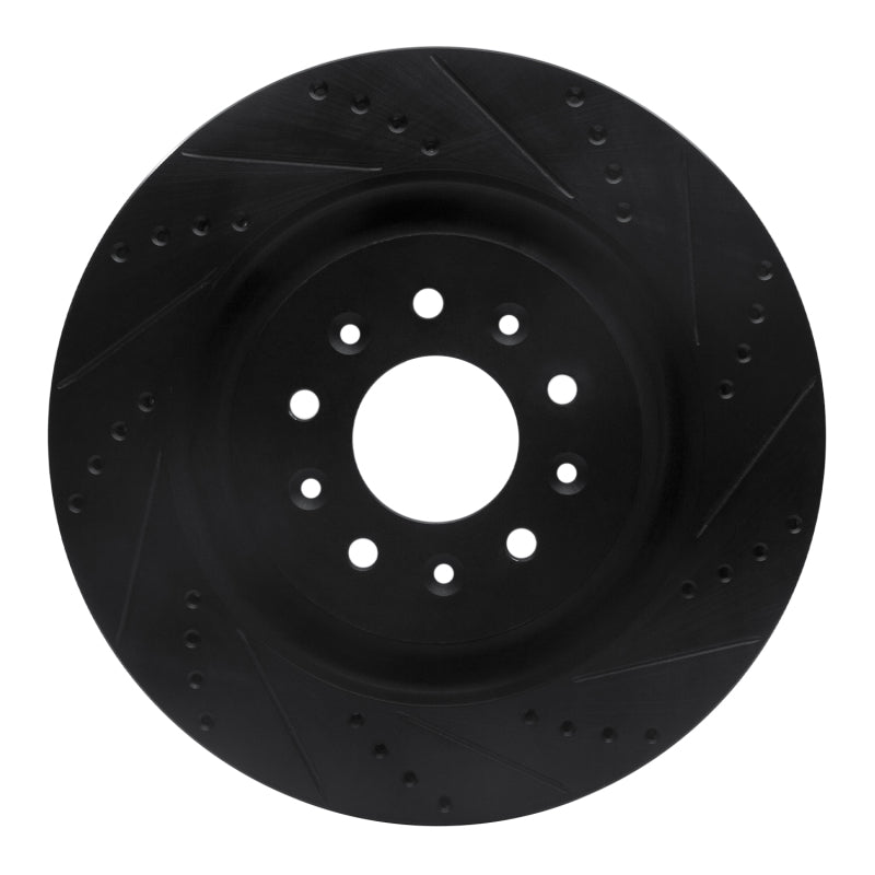 R1 00-06 Jaguar XKR Front Right Drilled & Slotted Black Brake Rotor