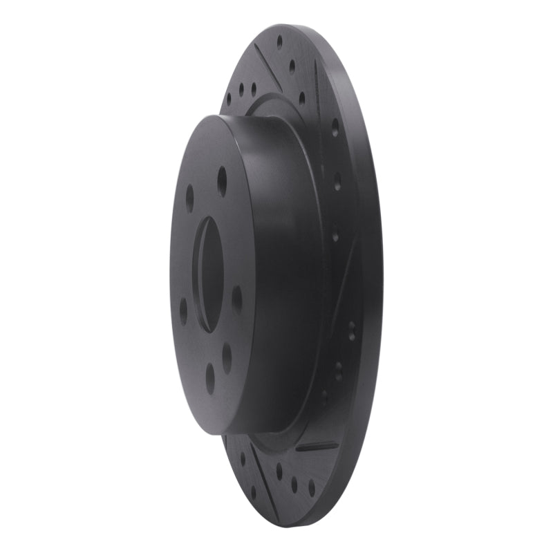 R1 11-16 Buick LaCrosse Rear Right Drilled & Slotted Black Brake Rotor