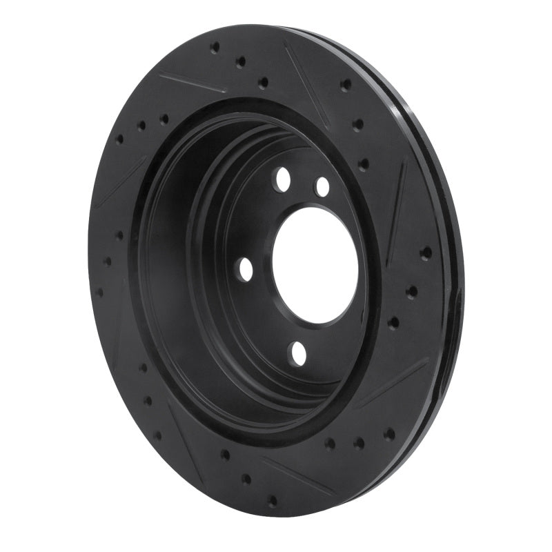 R1 06-20 BMW 328I Rear Left Drilled & Slotted Black Brake Rotor