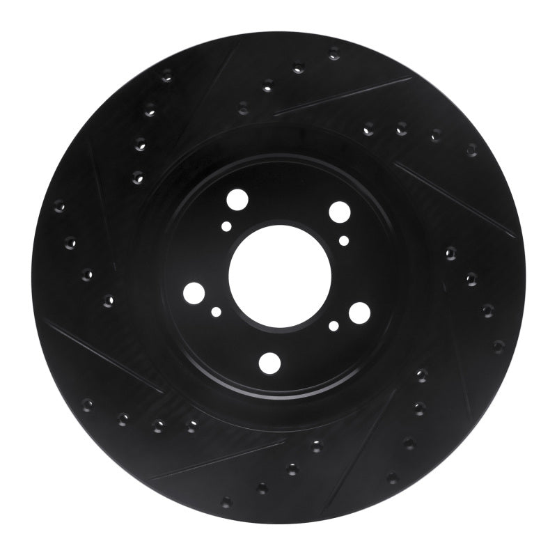 R1 05-12 Acura RL Front Right Drilled & Slotted Black Brake Rotor