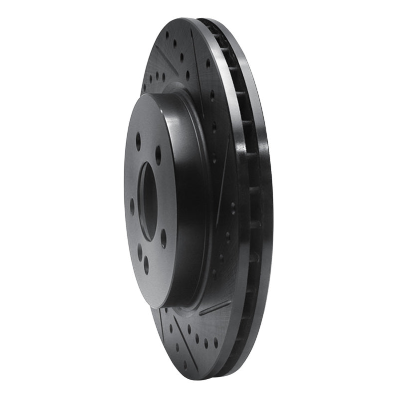 R1 98-05 Mercedes-Benz ML430 Front Right Drilled & Slotted Black Brake Rotor