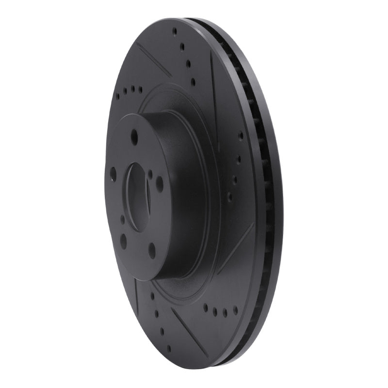 R1 04-25 Scion FR-S Front Right Drilled & Slotted Black Brake Rotor
