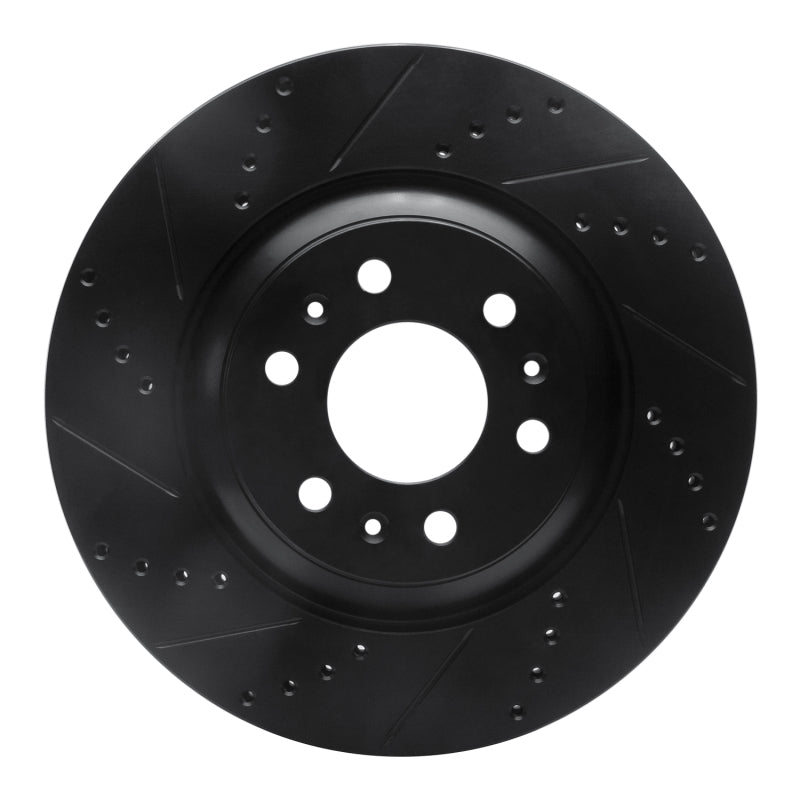 R1 04-09 Cadillac SRX Front Left Drilled & Slotted Black Brake Rotor