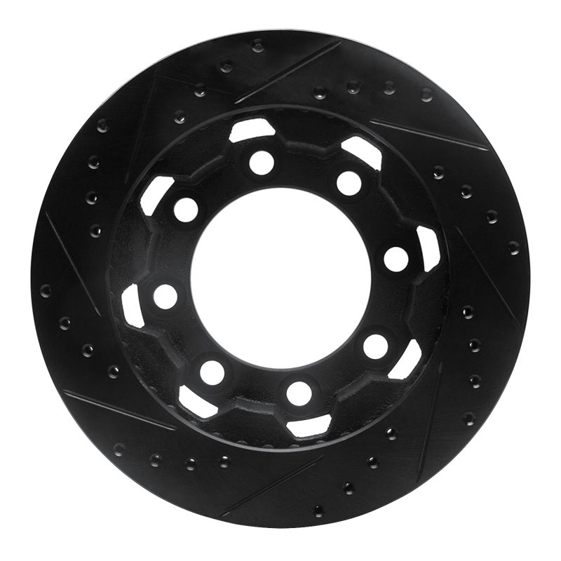 R1 75-93 Dodge W200 Front Right Drilled & Slotted Black Brake Rotor