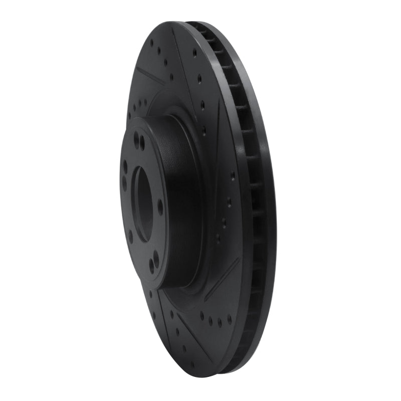 R1 09-11 Hyundai Genesis Sedan Front Right Drilled & Slotted Black Brake Rotor