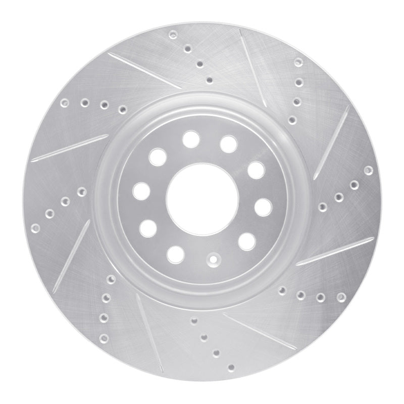 R1 2012-2025 Audi TTS Quattro Front Right Drilled & Slotted Silver Brake Rotor