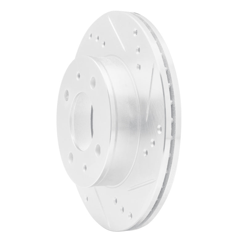 R1 00-02 Hyundai Accent Front Right Drilled & Slotted Silver Brake Rotor