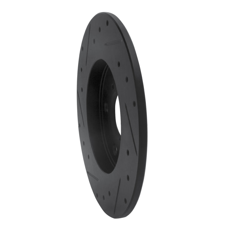 R1 08-18 Pontiac Vibe Rear Right Drilled & Slotted Black Brake Rotor