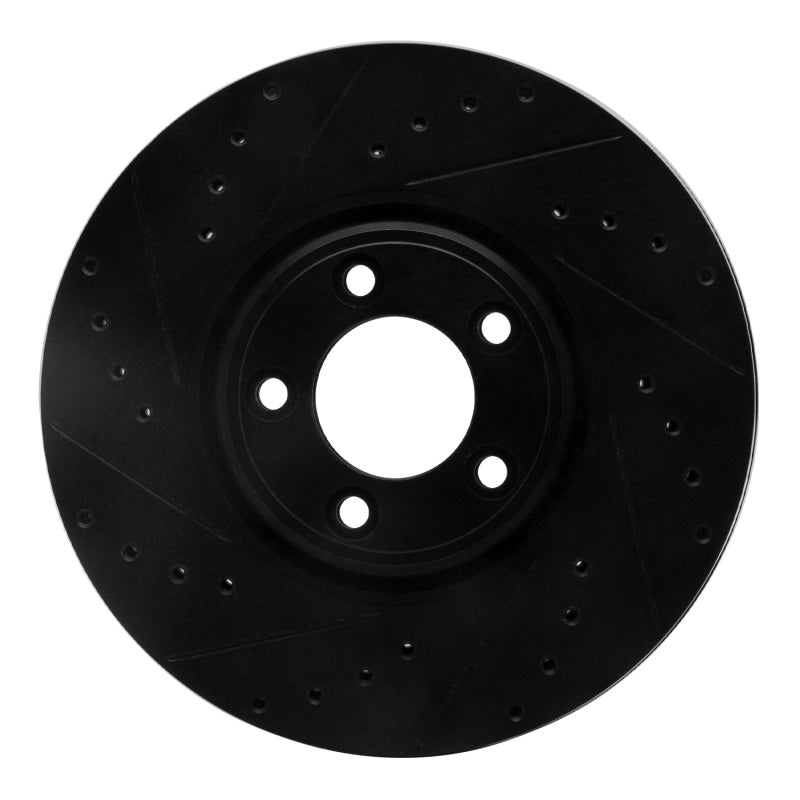 R1 03-05 Jaguar S-Type Front Left Drilled & Slotted Black Brake Rotor