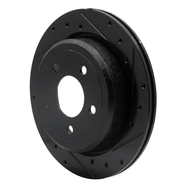 R1 03-11 Ford Crown Victoria Rear Right Drilled & Slotted Black Brake Rotor