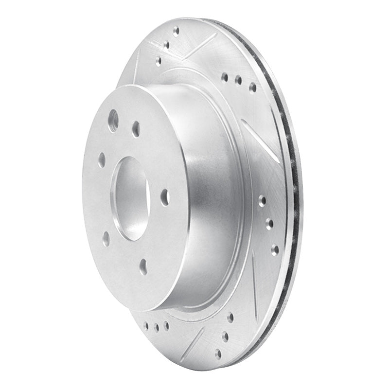 R1 02-06 Infiniti M45 Rear Left Drilled & Slotted Silver Brake Rotor