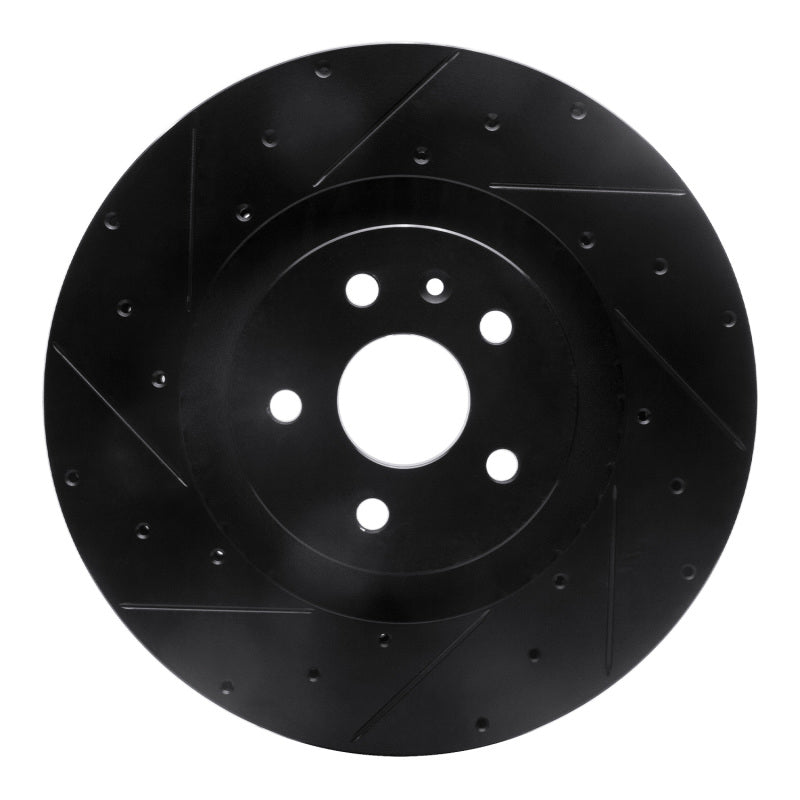 R1 09-15 Cadillac CTS Front Left Drilled & Slotted Black Brake Rotor