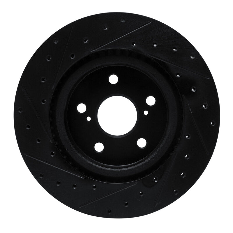 R1 18-25 Lexus UX250h Front Right Drilled & Slotted Black Brake Rotor