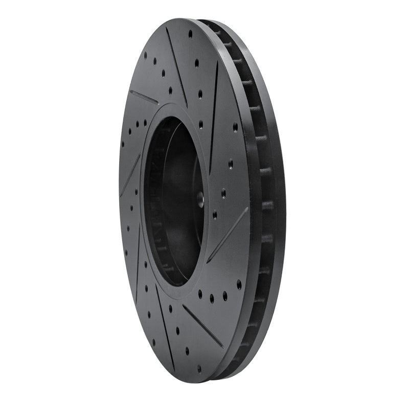 R1 07-19 BMW X6 Front Left Drilled & Slotted Black Brake Rotor