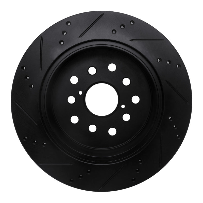 R1 01-06 Lexus LS430 Rear Right Drilled & Slotted Black Brake Rotor