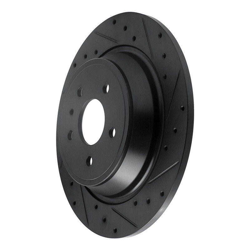 R1 13-20 Ford Escape Rear Right Drilled & Slotted Black Brake Rotor