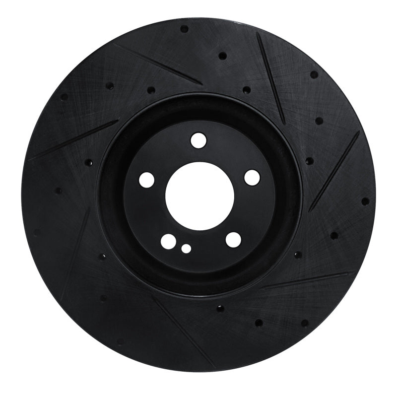 R1 15-23 Mercedes-Benz C300 Sedan Front Left Drilled & Slotted Black Brake Rotor