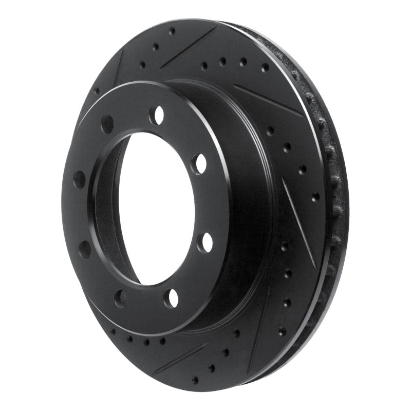 R1 95-99 Ford F-250 4WD (Excl Super Duty) Front Left Drilled & Slotted Black Brake Rotor