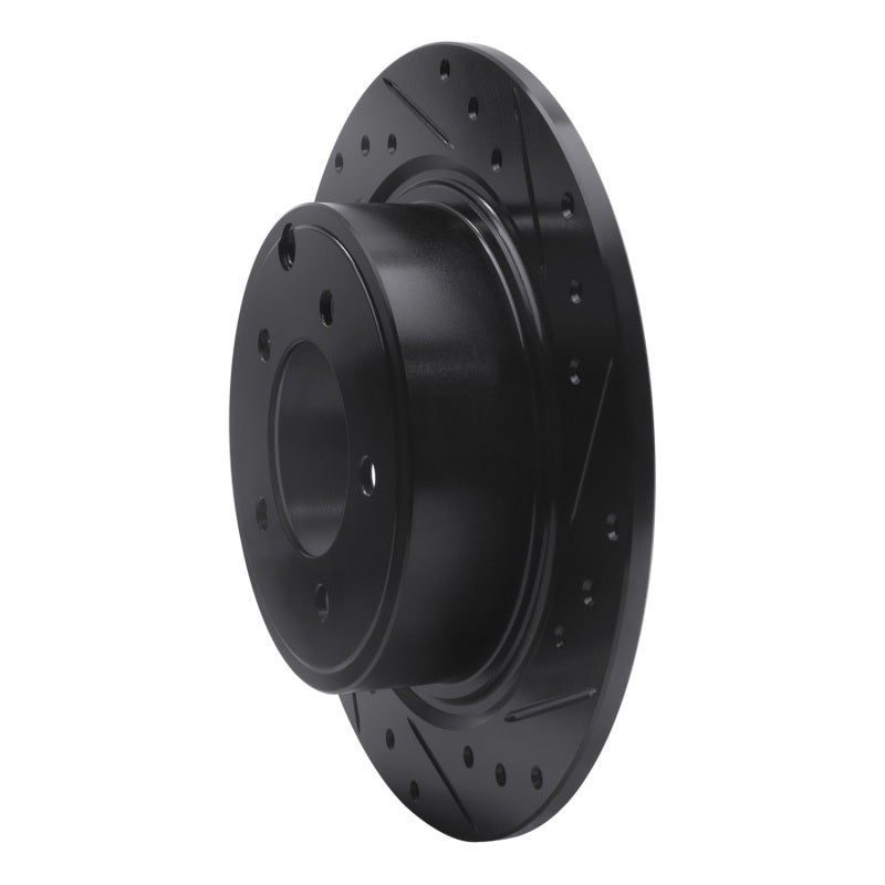 R1 07-17 Chrysler Sebring Rear Right Drilled & Slotted Black Brake Rotor