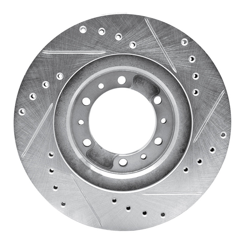 R1 90-04 Mitsubishi Montero Front Left Drilled & Slotted Silver Brake Rotor