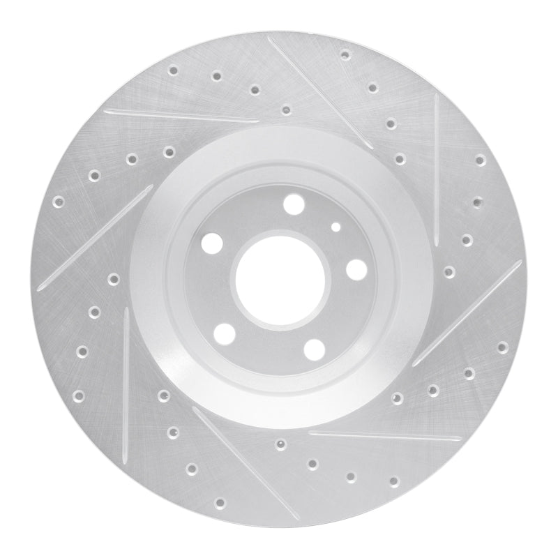 R1 08-11 Audi TTS Quattro Front Left Drilled & Slotted Silver Brake Rotor