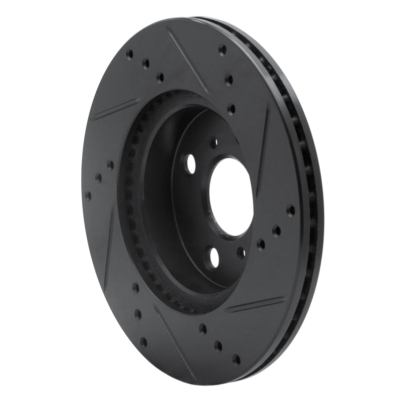 R1 12-15 Scion IQ Front Left Drilled & Slotted Black Brake Rotor