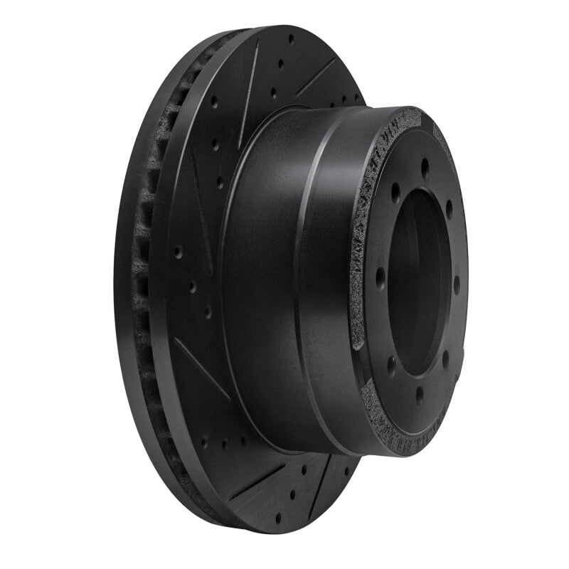 R1 11-22 Ford F-350 Super Duty 2WD Rear Left Drilled & Slotted Black Brake Rotor