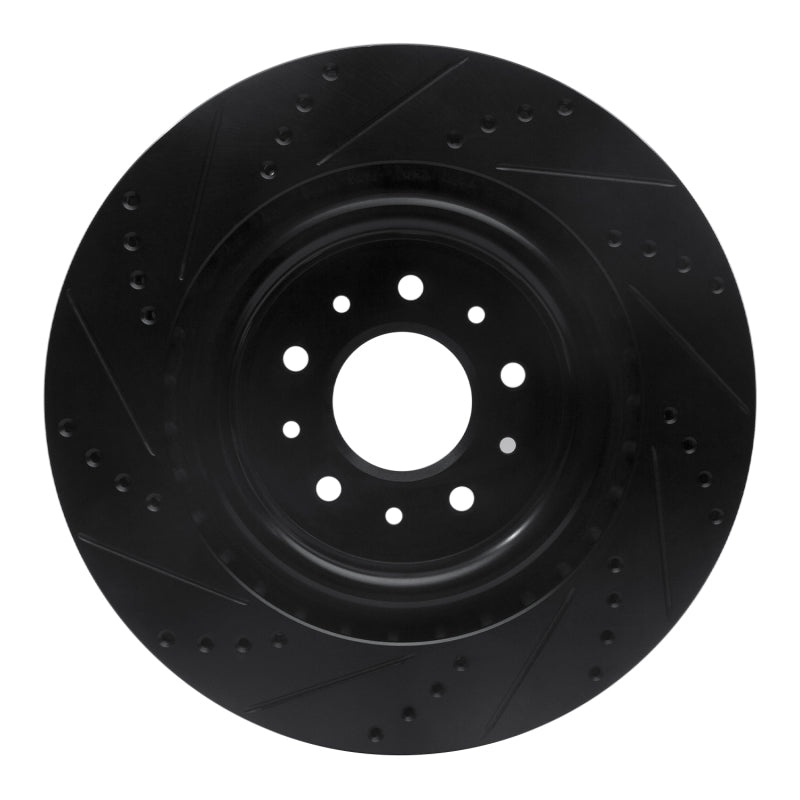 R1 00-06 Jaguar XKR Front Right Drilled & Slotted Black Brake Rotor