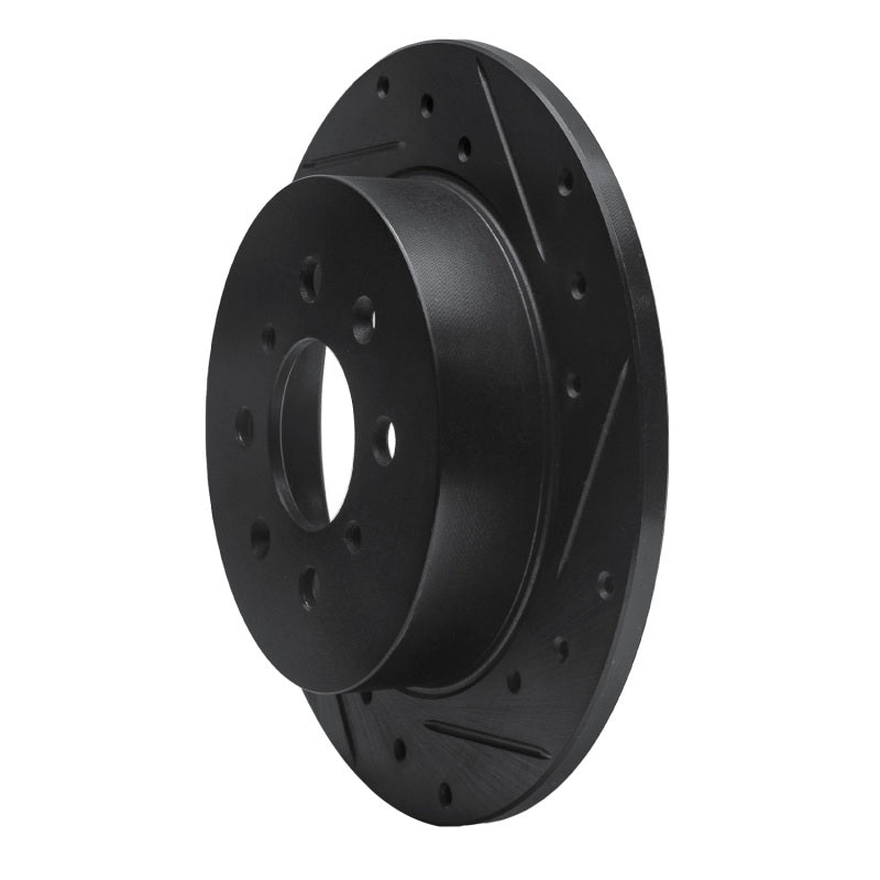 R1 01-05 Acura EL Rear Right Drilled & Slotted Black Brake Rotor