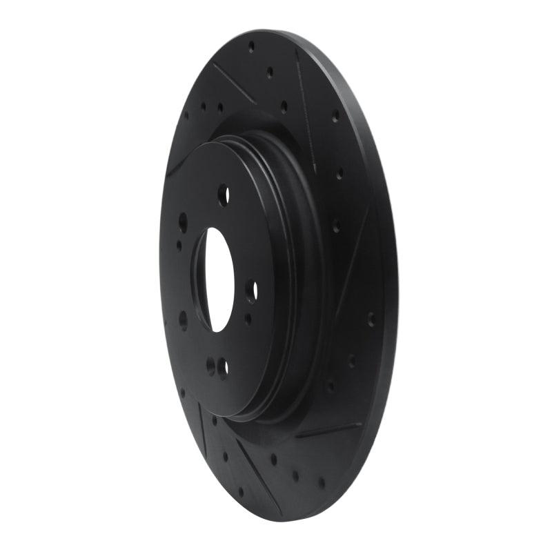 R1 18-25 Honda Odyssey Rear Right Drilled & Slotted Black Brake Rotor