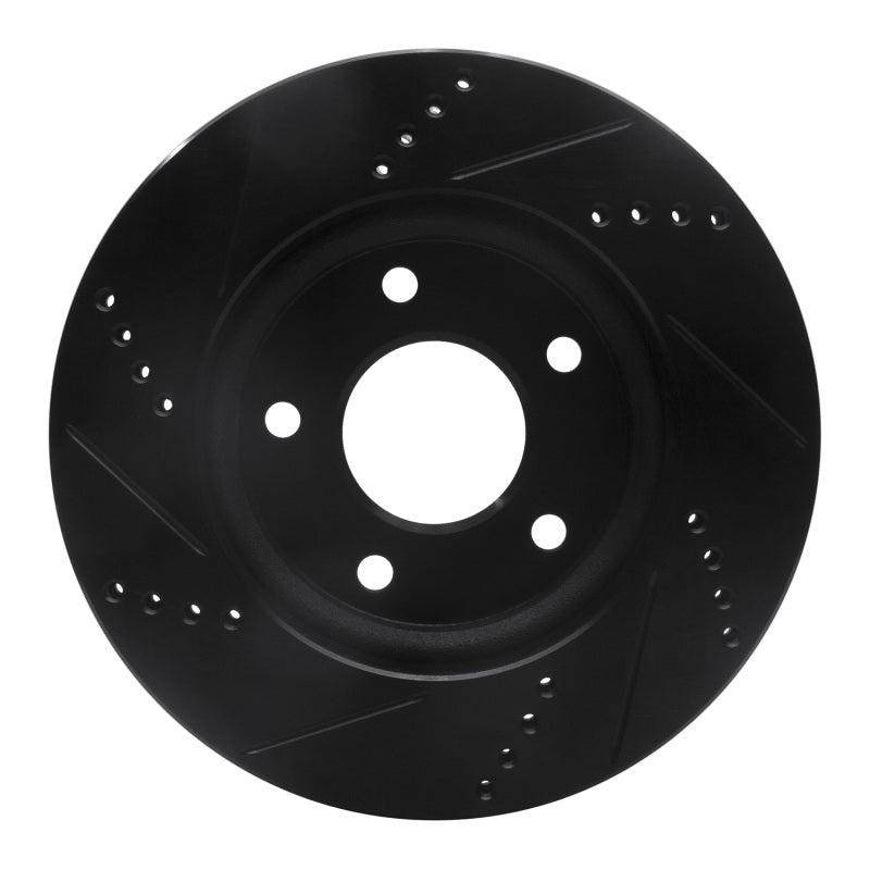 R1 07-17 Dodge CALIBER Front Right Drilled & Slotted Black Brake Rotor