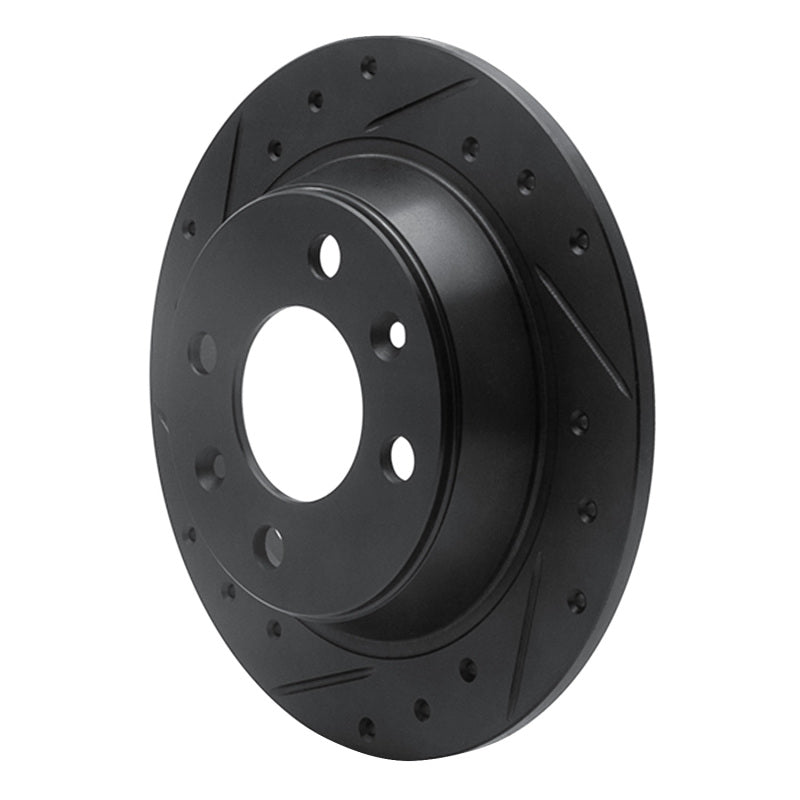 R1 86-98 Saab 9000 Rear Left Drilled & Slotted Black Brake Rotor