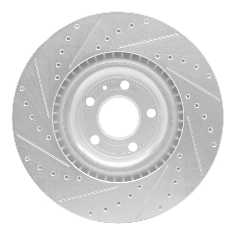 R1 04-09 Audi S4 Front Right Drilled & Slotted Silver Brake Rotor