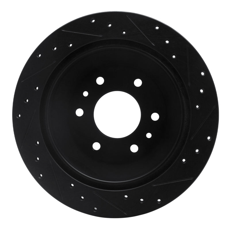 R1 02-09 Buick Rainier Rear Left Drilled & Slotted Black Brake Rotor