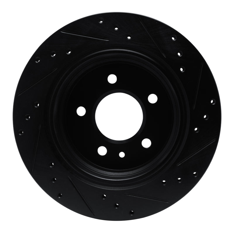 R1 88-94 BMW 750IL Rear Left Drilled & Slotted Black Brake Rotor