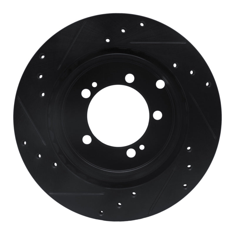 R1 92-96 Mitsubishi DIAMANTE Rear Right Drilled & Slotted Black Brake Rotor