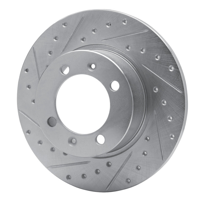 R1 81-87 Saab 900 Front Left Drilled & Slotted Silver Brake Rotor