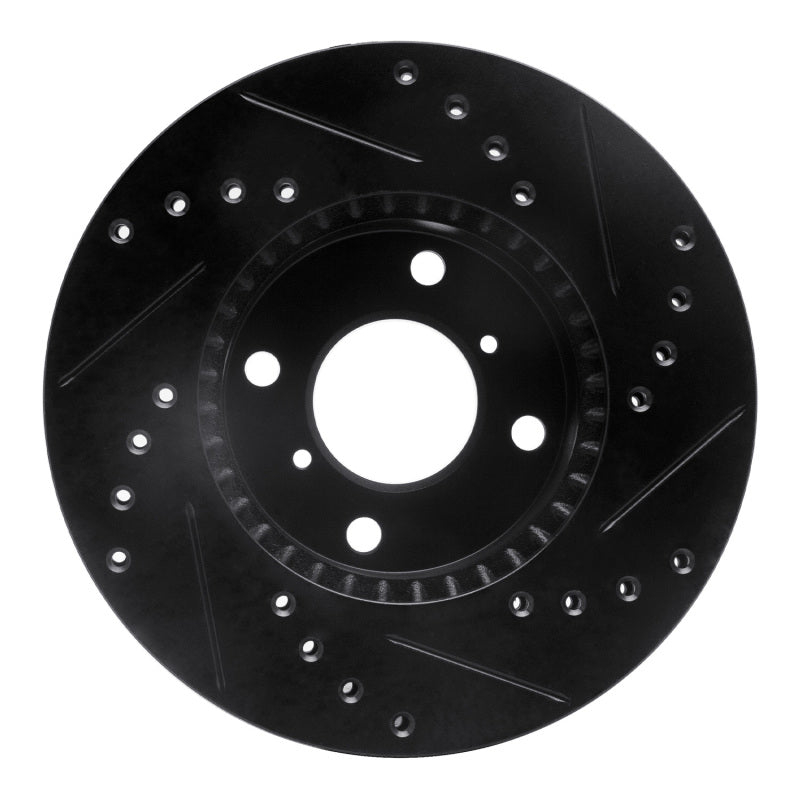 R1 99-07 Suzuki Aerio Front Left Drilled & Slotted Black Brake Rotor