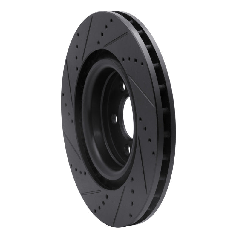 R1 05-23 Chrysler 300 Front Right Drilled & Slotted Black Brake Rotor