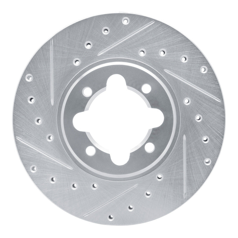 R1 82-85 Toyota Celica Front Left Drilled & Slotted Silver Brake Rotor
