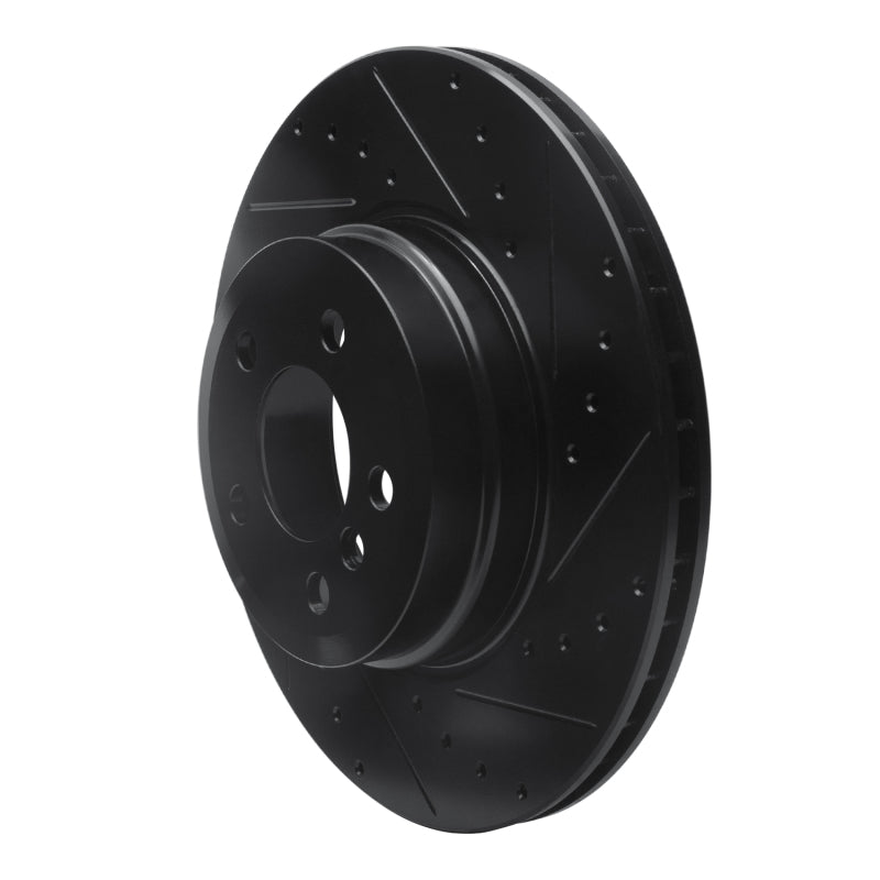 R1 07-19 BMW X6 Rear Right Drilled & Slotted Black Brake Rotor