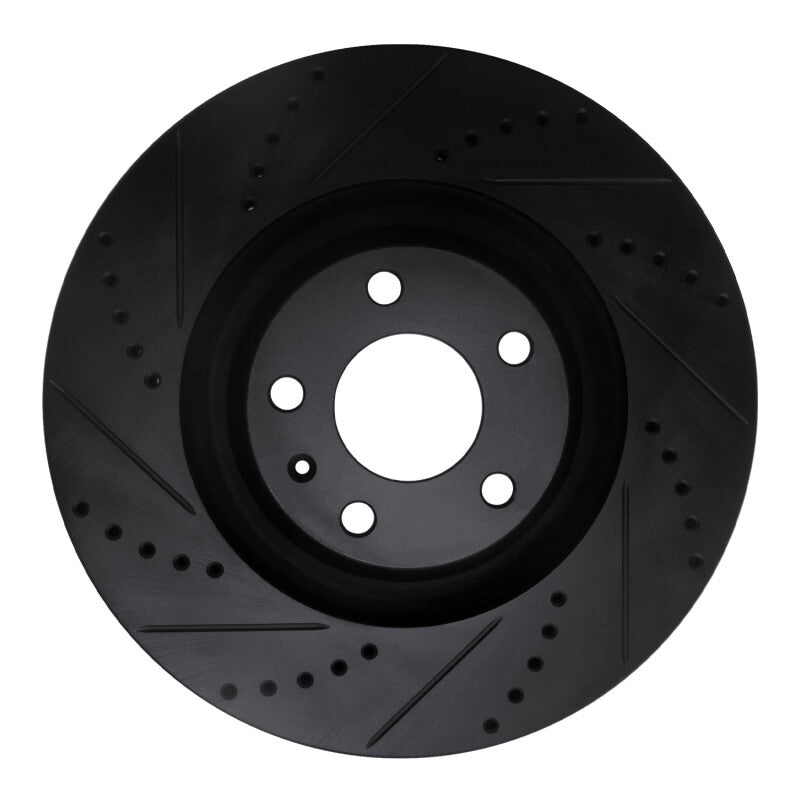 R1 05-11 Audi A6 Quattro Front Left Drilled & Slotted Black Brake Rotor