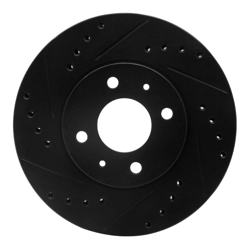 R1 91-94 Nissan Sentra Front Left Drilled & Slotted Black Brake Rotor