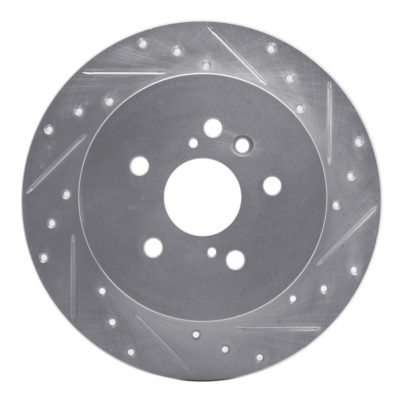 R1 08-13 Toyota Highlander Rear Right Drilled & Slotted Silver Brake Rotor