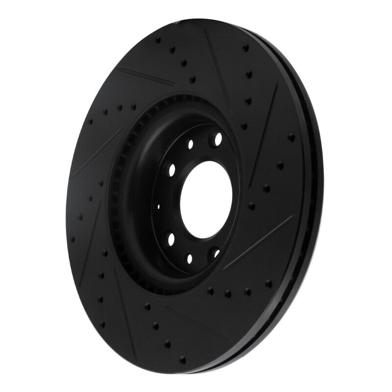 R1 06-07 Mazda 6 Front Left Drilled & Slotted Black Brake Rotor