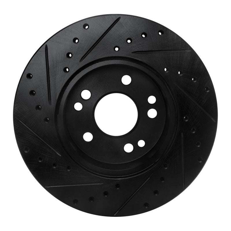 R1 90-95 Mercedes-Benz 300CE Front Right Drilled & Slotted Black Brake Rotor