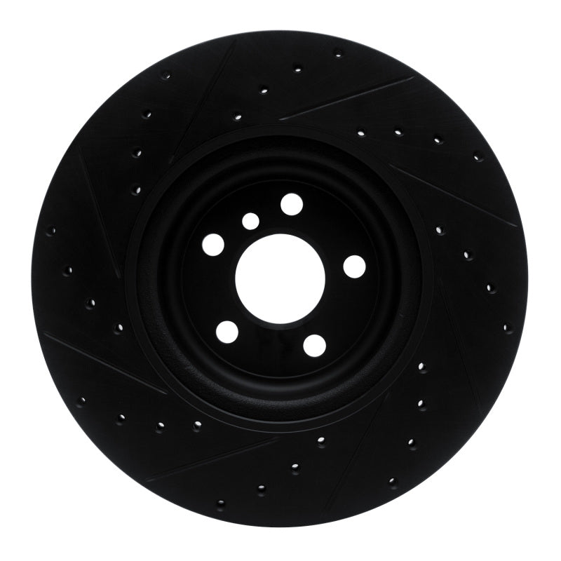 R1 16-25 BMW 330e Rear Right Drilled & Slotted Black Brake Rotor