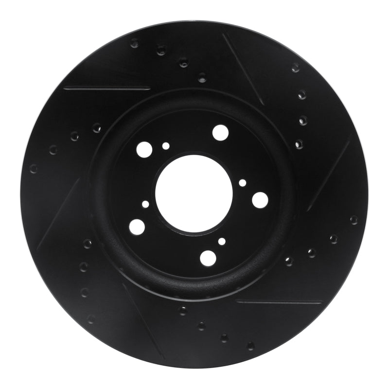 R1 05-10 Honda Odyssey Front Left Drilled & Slotted Black Brake Rotor