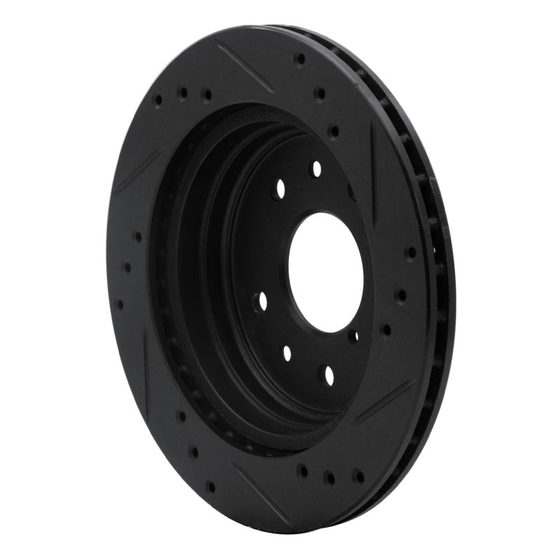 R1 86-91 Mazda RX-7 Rear Left Drilled & Slotted Black Brake Rotor