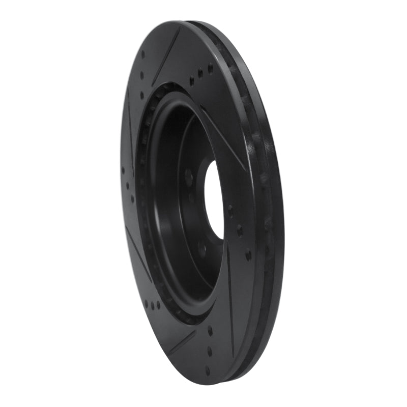 R1 14-19 Mercedes-Benz CLA250 Rear Right Drilled & Slotted Black Brake Rotor